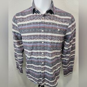 Indigo Star Boho print men's button-down longsleeve small